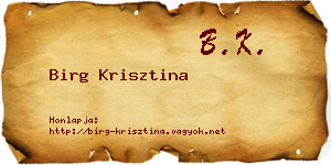 Birg Krisztina névjegykártya